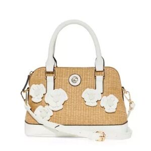 Elegant White and Tan Women's Handbag